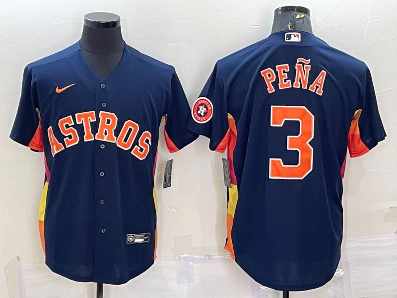 Men Houston Astros #3 Pena Blue Game Nike 2022 MLB Jersey